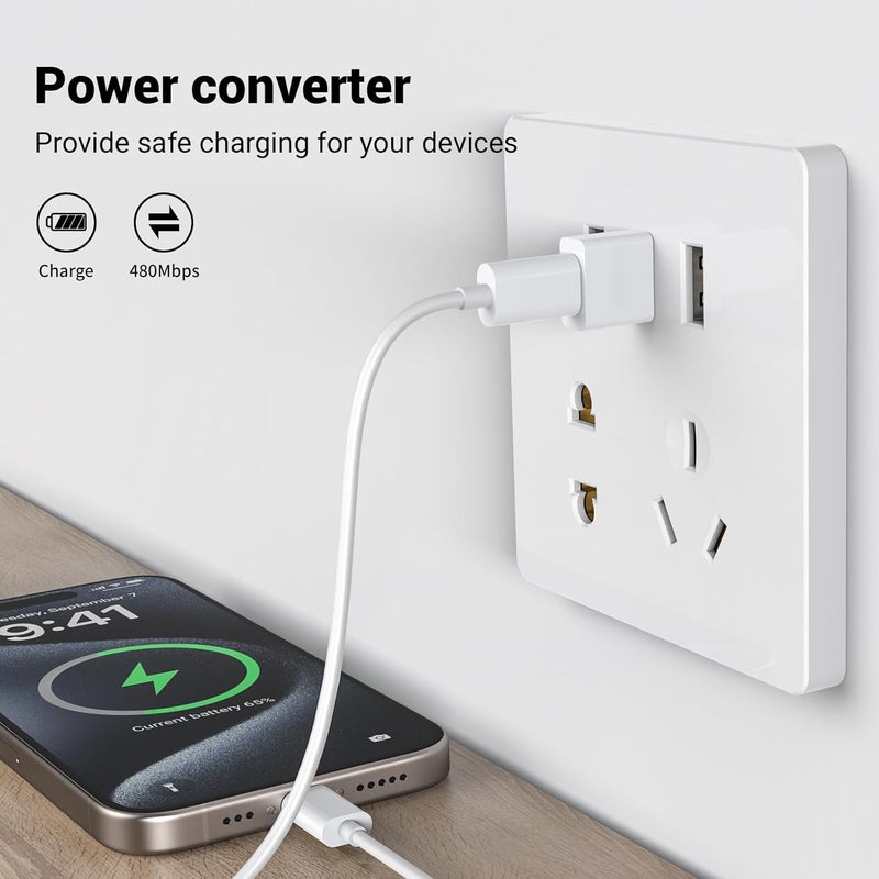 Pastall 5 حزمة محول USB إلى USBC، محول usbc إلى USB لشاحن iPhone 16/15، iPhone 16/15/14/13/12 Pro Max Plus، iPad 9/10 Air 5 Mini 6، سيارة، Samsung S24 S23 S22 Plus Ultra وغيرها. - Image 4